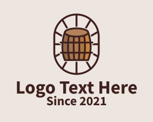 Draught Beer - Wooden Wine Barrel logo design