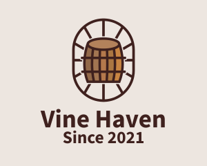 Wooden Wine Barrel  logo design