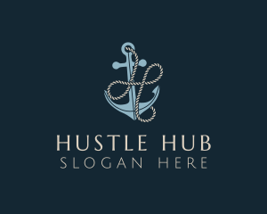 Sailing Anchor Rope Letter H logo design