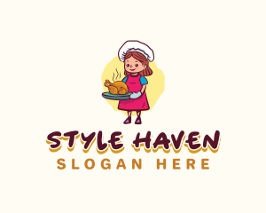 Toque - Girl Chef Chicken logo design