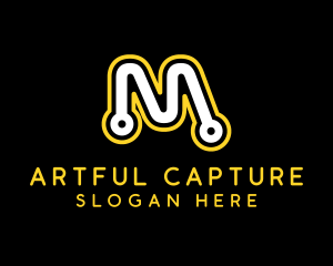 App - Modern Letter M Circuit logo design