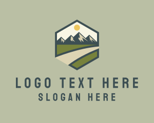 Hiking - Hexagon Mountain Road logo design