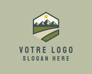 Camping - Hexagon Mountain Road logo design