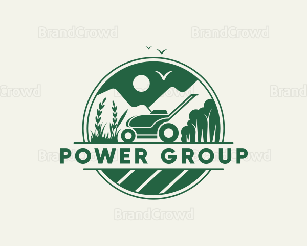 Lawn Mower Landscaping Gardening Logo