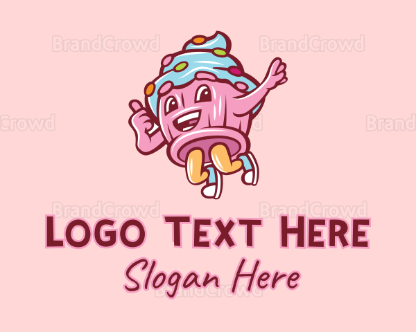 Cupcake Bakery Cartoon Mascot Logo