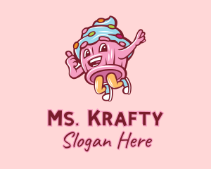 Cupcake Bakery Cartoon Mascot logo design