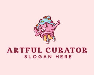 Cupcake Bakery Cartoon Mascot logo design