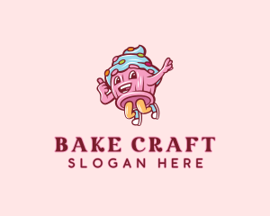 Cupcake Bakery Cartoon Mascot logo design