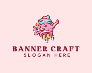 Cupcake Bakery Cartoon Mascot logo design