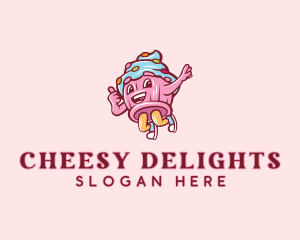 Cupcake Bakery Cartoon Mascot logo design