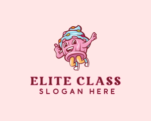 Cupcake Bakery Cartoon Mascot logo design