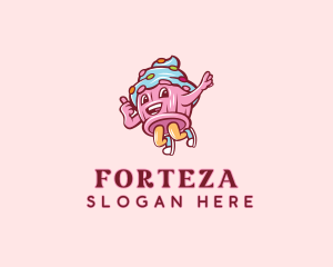 Cupcake Bakery Cartoon Mascot logo design