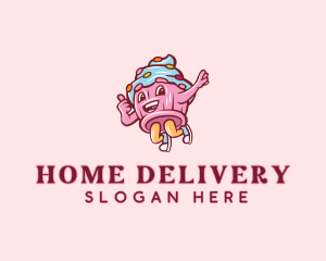 Cupcake Bakery Cartoon Mascot logo design