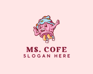 Cupcake Bakery Cartoon Mascot logo design