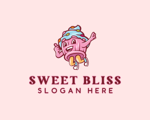 Cupcake Bakery Cartoon Mascot logo design