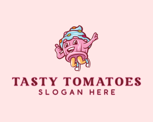 Cupcake Bakery Cartoon Mascot logo design