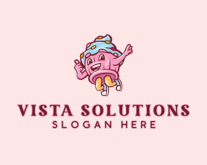 Cupcake Bakery Cartoon Mascot logo design