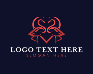 Love - Flamingo Heart Love logo design