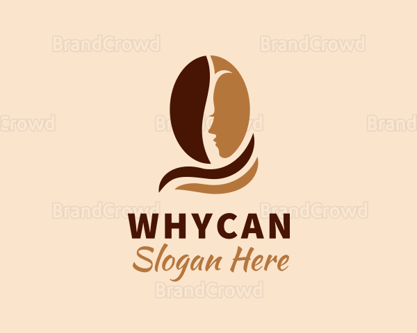 Beautiful Woman Coffee Bean Logo