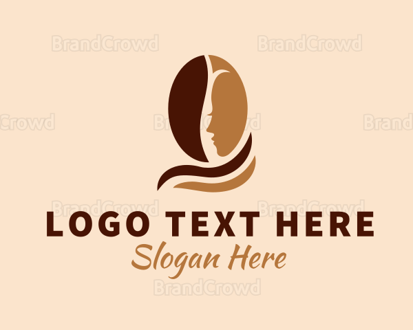 Beautiful Woman Coffee Bean Logo