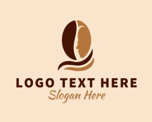 Silhouette - Beautiful Woman Coffee Bean logo design
