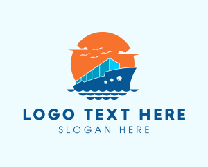 Cargo Ship Import Logistics logo design