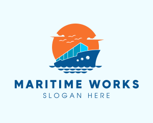 Cargo Ship Import Logistics logo design