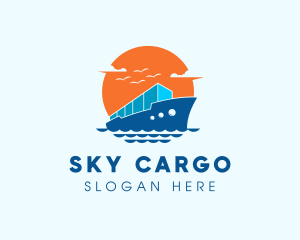 Cargo Ship Import Logistics logo design