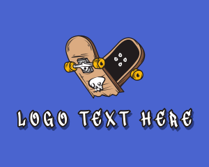 Tony Hawk Game - Skull Broken Heart Skateboard logo design