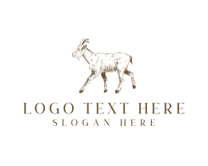 Black And Green - Goat Livestock Horn logo design