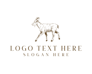Handdrawn - Goat Livestock Horn logo design