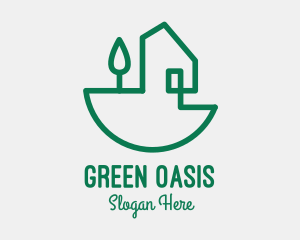 Green House Outline logo design