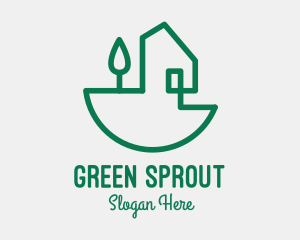 Green House Outline logo design