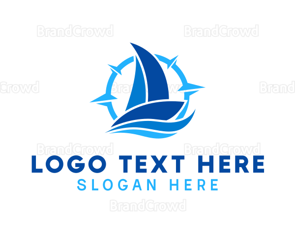 Blue Sailboat Compass Logo