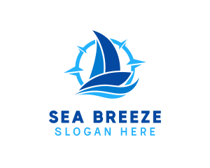 Blue Sailboat Compass logo design
