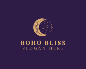 Boho Floral Moon logo design