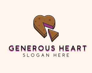 Heart Cake Dessert logo design