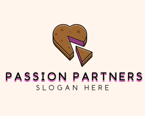 Heart Cake Dessert logo design