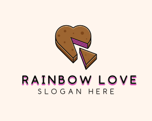 Heart Cake Dessert logo design