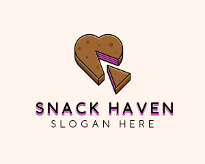 Heart Cake Dessert logo design