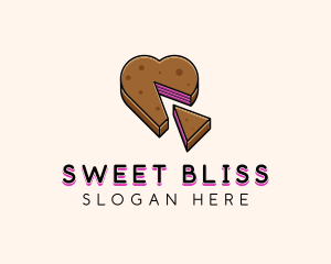 Heart Cake Dessert logo design