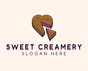 Heart Cake Dessert logo design