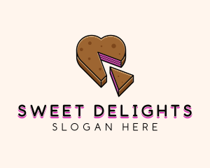 Heart Cake Dessert logo design