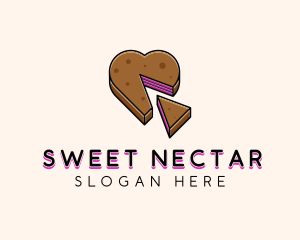 Heart Cake Dessert logo design