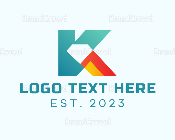 Multicolor Diamond Letter K Logo