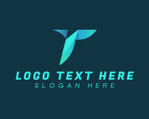 Gradient - Fold Advertising Media Letter T logo design