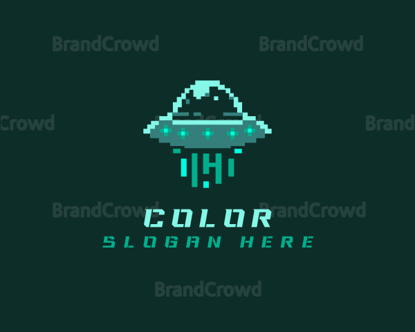 Pixel Alien UFO Logo