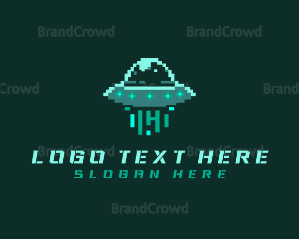 Pixel Alien UFO Logo