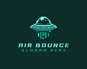 Pixel Alien UFO logo design