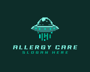 Pixel Alien UFO logo design